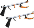 Rehabilitation Advantage Compact Reacher Grabber Tool, 15" Reach Extension, Set of 2, Rubberized Jaws, 3" Wide Grip, Lightweight Aluminum Pick Up Tool, Handle for Travel, Home, and Hard-to-Reach Items