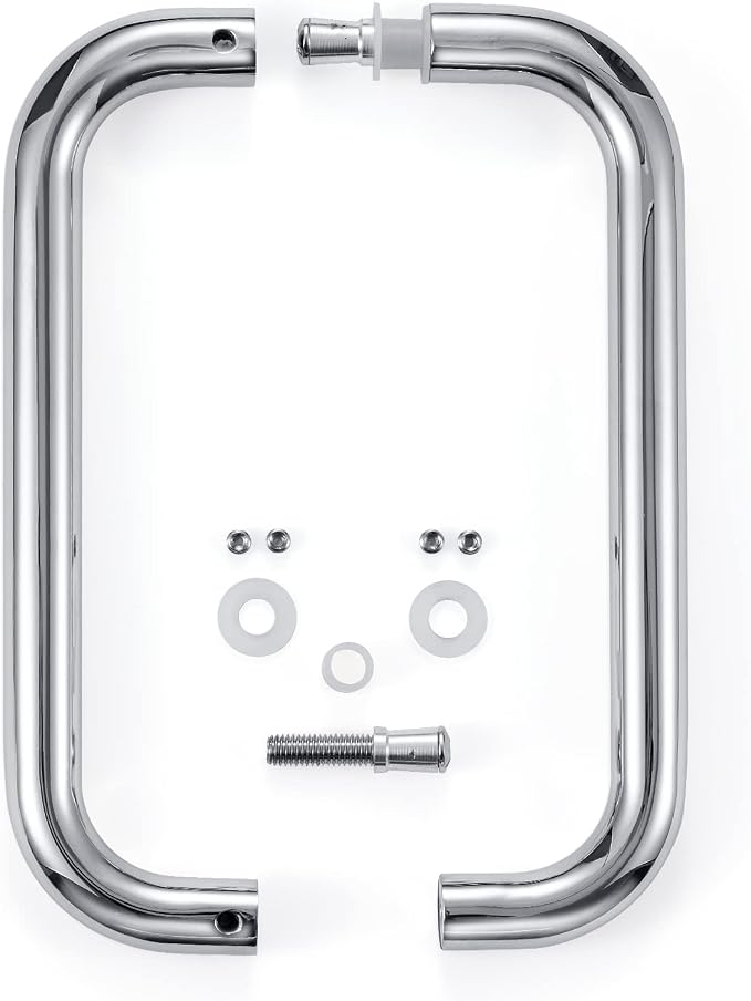 Ranbo Polished Chrome 6" （CTC） Tubular Back-to-Back Shower Door Handle，3/4" Diameter Pull Handles with Metal Washers, for 1/4"- 1/2" Thick Glass and 1-3/8" - 2-1/6" Thick Wooden or Metal Doors