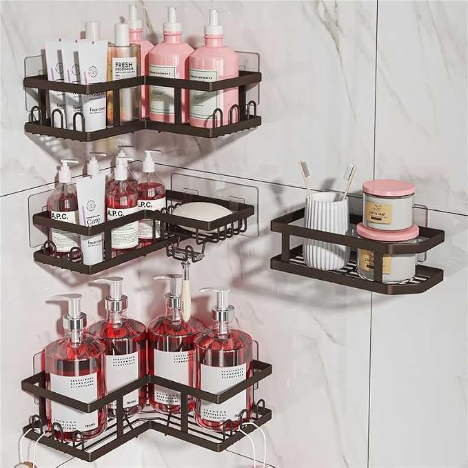 Youvip Corner Shower Caddy - Rust-Proof, Space-Saving, Easy to Install Organizer for Bathroom. Copper
