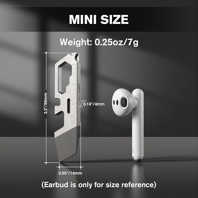 KEEPO LINK Pocket Pry Bar with Bottle Opener, Ruler, Wrench & Screwdriver, 6-in-1 Titanium Pry Bar Keychain Multitool for EDC Carry, OLT09