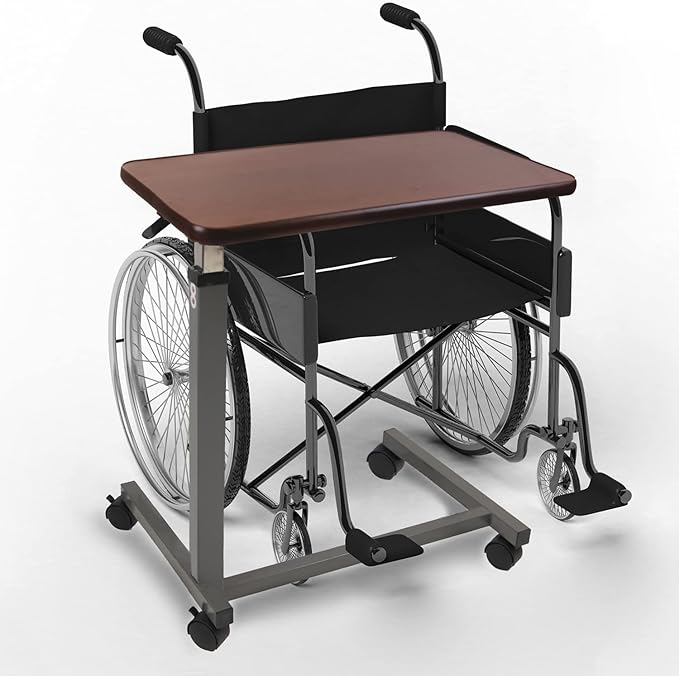 Vaunn Medical Cart Pneumatic Adjustable Overbed Table with Wheels – Rolling Bedside Table for Hospital, Portable Standing Cart & Laptop Desk for Bed, Couch, Wheelchair