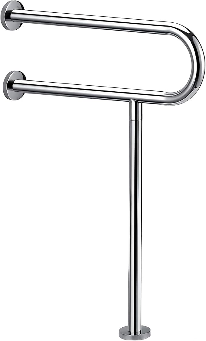 24" x 27.55" Toilet Support Rail Toilet Grab Bar, 304 Stainless Steel Shower Safety Handrail - Anti-Slip Bathroom Support Bar for Elderly, Disabled, Pregnant Women 1.25’Tube