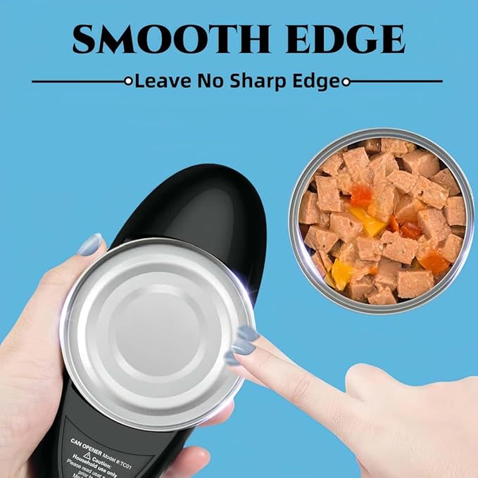 Electric Can Opener, Hands Free One Touch Automatic Can Openers Fit Different Can Sizes and Shape with No Sharp Edges for Kitchen, Kitchen Gadgets for Senior with Arthritis (black)