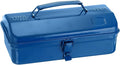 HARFINGTON Tool Box 11.4" Portable Steel Tool Box Hip Roof Style with Metal Latch Closure Tool Chest for Household Workshop Car, Blue