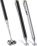 Patelai 2 Pieces Telescoping Magnetic Pick up Tool Grabbers Reacher Tools with Pocket Clip 25 Inch Telescopic Retrieving Magnet Gift for Man, Father, Mechanic, Handyman, Husband (Silver,Black)