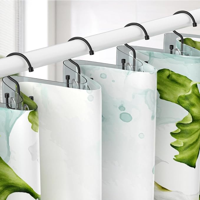 Goowin Shower Curtain Hooks, Shower Curtain Rings, Durable Black Shower Curtain Hooks Rust Proof, Shower Rings for Curtain, Double Glide Shower Hooks for Shower Curtain, Black, 24 Pack-Cylinders