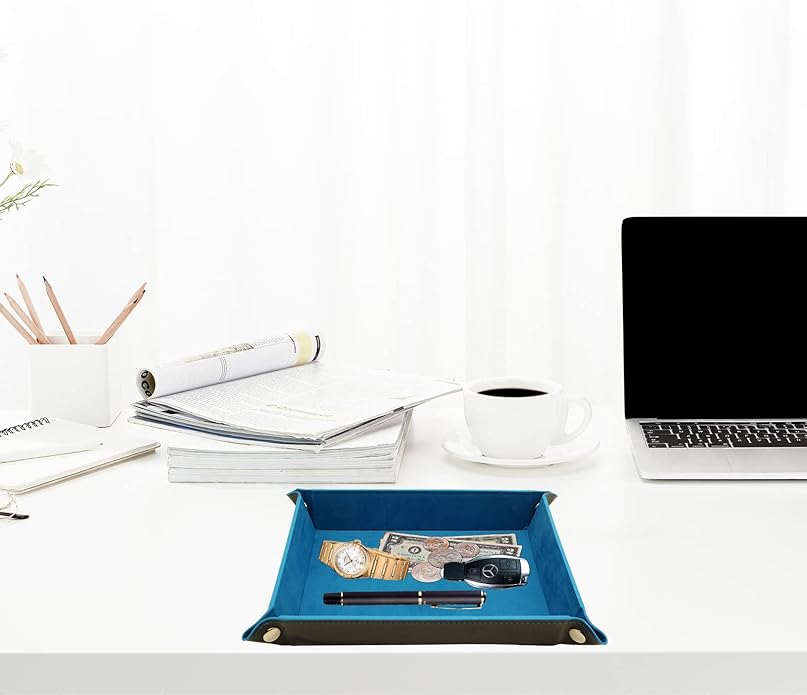 Valet Organizer - Catchall Tray for Jewelry, Wallets, Watches, Keys, Coins, Phones, Glasses - Perfect for Nightstand, Desk, Entryway