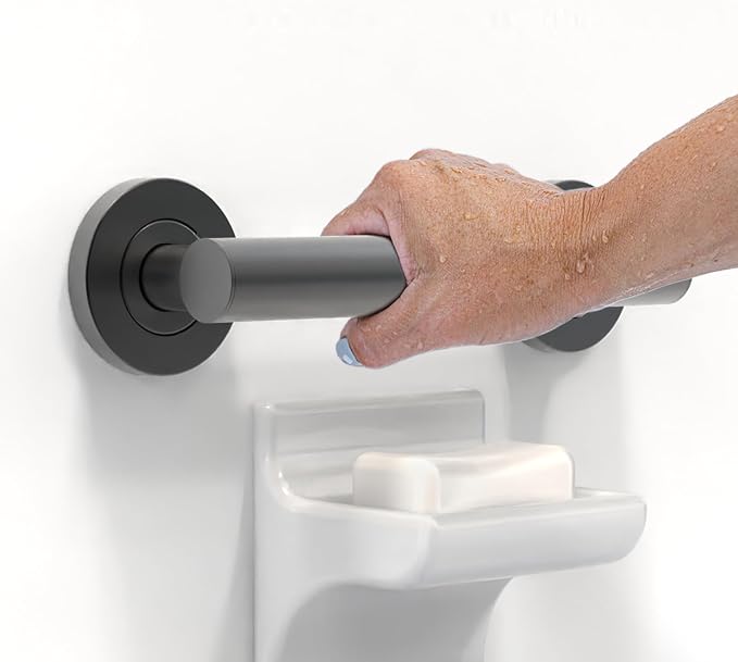 Bath, Shower and Toilet Safety Grab Bar for Seniors and Handicaps, ADA Compliant Mobility Aid Balance Assist Handle, Stainless Steel