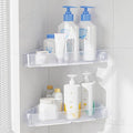 Sotfamily Plastic Shower Caddy Corner (for 90° Only), 2 Pack Adhesive Corner Shower Shelves for Bathroom Organizers and Storage, Frosted Clear
