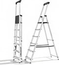 OLIXIS 6 Step Ladder, 330lbs Folding Step Stool with Anti-Slip Wide Pedal Handrails, Aluminum Stool Ladders, Safety Household Ladder for Home Kitchen Courtyard Outdoor