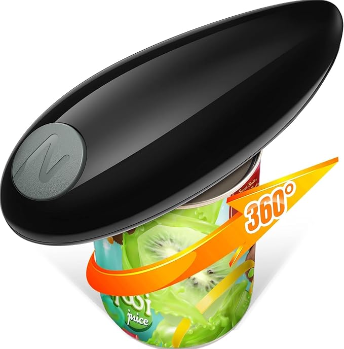 Electric Can Opener, One Touch Battery Operated Automatic Can Opener with Smooth Edge, Hands Free Can Openers for Seniors with Arthritis, Kitchen Gadget Fits Most Round Cans, Black