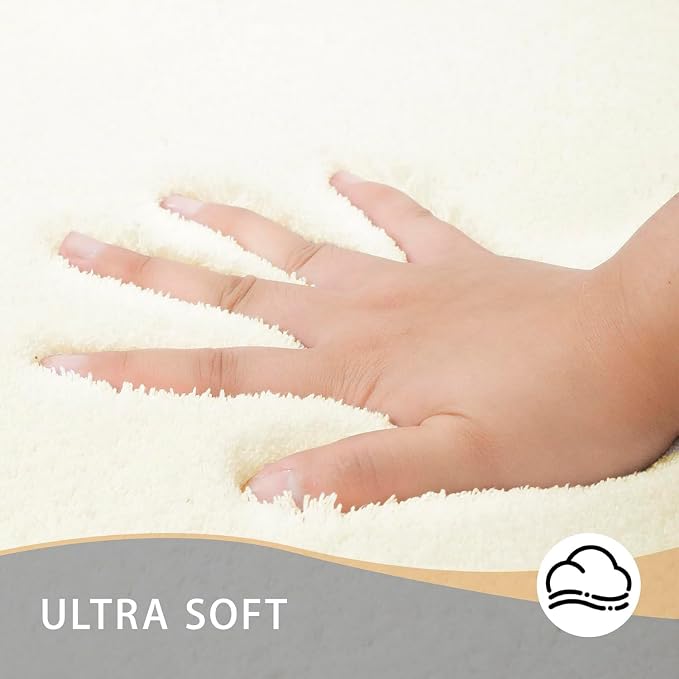 MINIDEAR Bathroom Rugs 32x20 Cream - Thick Memory Foam Bath Mat, Ultra Soft & Plush Fluffy, Non-Slip, Quick Dry, Absorbent Washable Floor Microfiber Mat for Tub, Home Decor Accessories