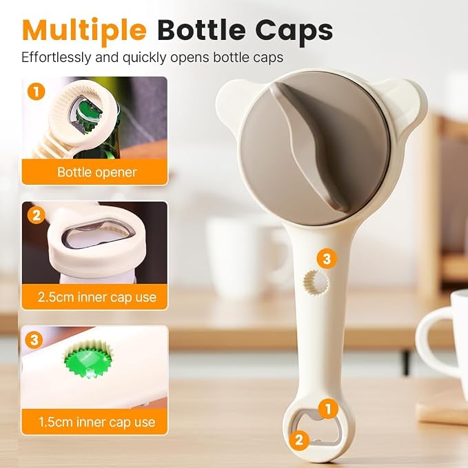 2026 Upgrade 4 in 1 Jar Opener, Multi-function Can & Bottle Caps Opener for Seniors & Weak Hands, Adjustable Stainless Steel Lid Remover for Kitchen Canned Goods (Purple)