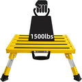 Homeon Wheels Aluminium RV Steps Adjustable Folding Step Stool with Non-Slip Rubber Feet, Stable Platform Supports 1500bs, Safety Strips, Handle, Easy Carry, Outdoor Camper Trailer Travel - Yellow