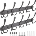 TICONN Wall Mounted Coat Rack, Five Heavy Duty Tri Hooks All Metal Construction for Jacket Coat Hat in Mudroom Entryway (Space Gray, 2-Pack)