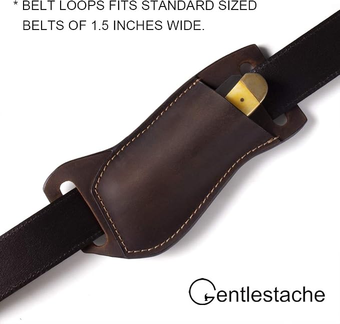 Gentlestache Leather Pocket Knife Sheaths for Belt, Folding Knife Sheath, EDC Belt Knife Sheath for Folding Knife, Compact Draw Knife Holster Darkbrown
