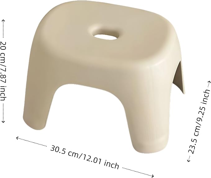 Plastic Step Stool, Heavy-Duty ABS Bathroom Shower Stool, Non-Slip Bath Seat with Rubber Pads, 12.2x9.25x7.68 Inch,