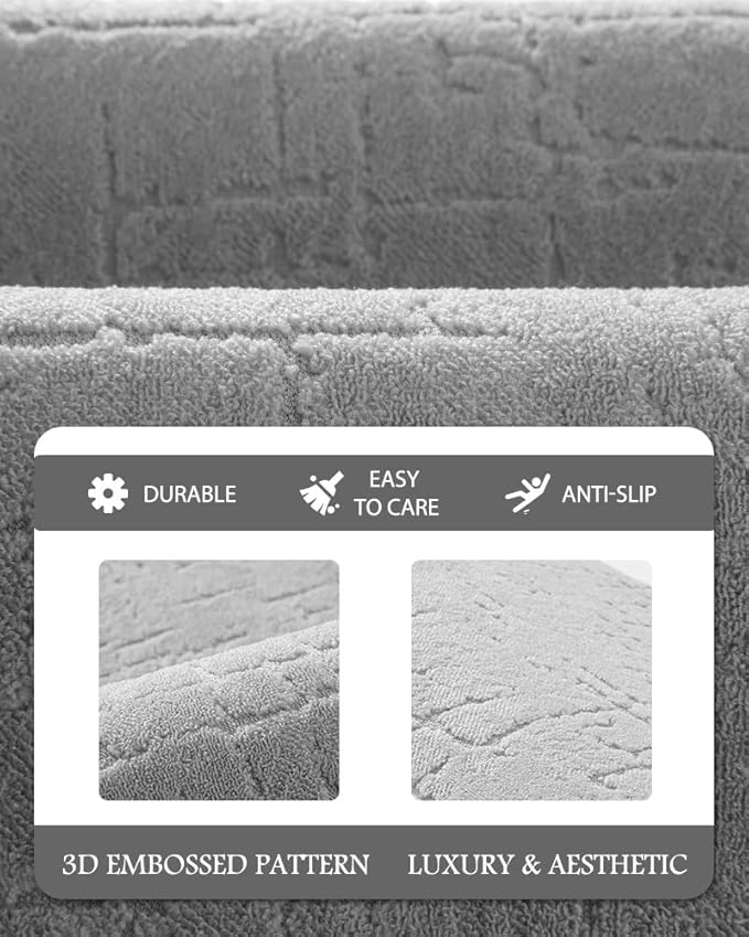 AMOAMI-Bath Mat-Absorbent Quick Dry Bathroom Floor Mats-Washable Rubber Backing Bath Mats for Bathroom Rugs Fit Under Door-Bath Rug for in Front of Sink Bathtub Shower Room, Grey 24''x48''