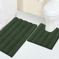 Turquoize Chenille Bathroom Rugs Set Non-Slip Bath Mats for Bathroom Super Absorbent Shaggy Shower Mat for Tub Plush Bath Rug Plus U Toilet Mat (Standard: 20" x 32" and 20" x 20" U), Bronze Green