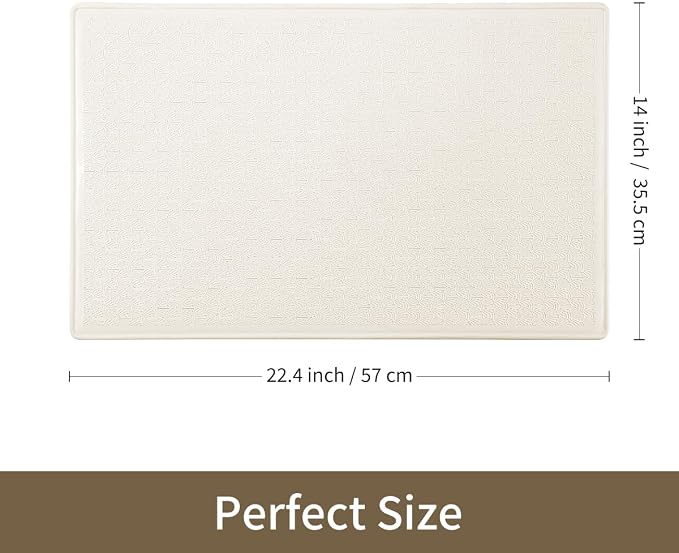 Bathtub Mat Non Slip, Bath Mat for Tub 22.4 x 14 Inches, Shower Mats with Suction Cups, Rubber Shower Stall Mats for Elderly & Kids, Cream White