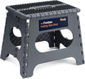 Flottian 11" Folding Step Stool for Adults and Kids Holds Up to 300 lbs,Non-Slip Folding Stools with Portable Handle, Compact Plastic Foldable Step Stool for Bathroom,Bedroom, Kitchen Gray