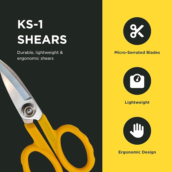 Miller KS-1 Yellow Fiber Optic Kevlar Scissors, Easily Portable Utility Scissors for Working Technicians, Electricians, and Installers, Heavy-Duty Cable Cutters, 5.5 Inches