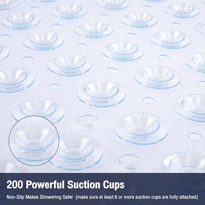 Extra Long Clear Bathtub Mat Non Slip, Soft Bath Mat for Tub 40 x 16 Inch Full Size, Bath Tub Shower Mats for Bathroom Floor with Big Suction Cups and Drain Holes, Easy Washable, BPA Free