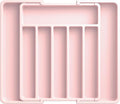 Aujen Silverware Organizer - Expandable Kitchen Drawer Organizer, Adjustable Utensil Organizer, Cutlery Tray for Forks, Knives, Multipurpose Kitchen Organizers and Storage Solution, Pink, Large