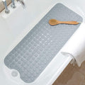 Bathtub Mats for Shower Tub Non-Slip Bath Mat 39 x 16 Inch Extra Long Shower Mat, Bath Tub Mat for Bathroom with Machine Washable, BPA Free for Kids (Gray)
