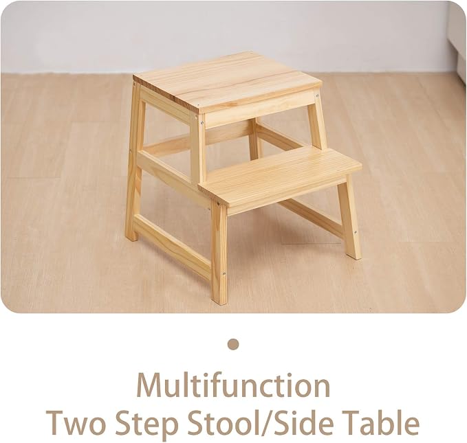 Kitchen Step Stool for Toddlers with Non-Slip Mat, WOOD CITY Wooden Kids Montessori Learning Stool Tower, Toddler Standing Tower Helper for Kitchen Counter and Bathroom Sink(Burlywood)