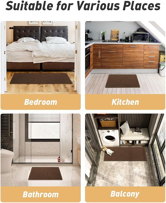 AMOAMI Upgraded Waffle Bath Mat, Super Absorbent Non Slip Bath Mats for Bathroom Floor, Machine Washable Bathroom Rugs with Tassels, Rubber Backed Bathroom Mats, Ultra Soft, 20" x 32",Terracotta