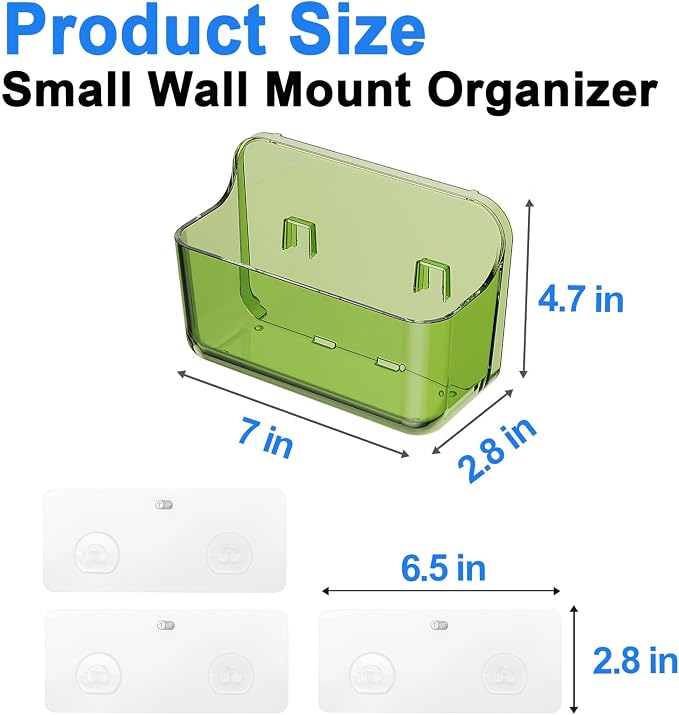 Diesisa 2pc Acrylic Wall Mount Organizer, Adhesive Cabinet Door Organizer,Acrylic Bathroom Shelves for Wall,No Drilling Hang Walls,with Self Adhesive Tape, for Bathroom, Kitchen, Living Room-Green