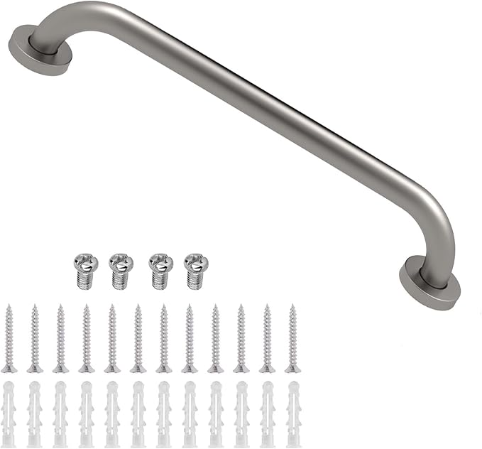 ELLO&ALLO Brushed Nickel Bathroom Shower Grab Bar, Home Care Bath Hardware (16 Inch)