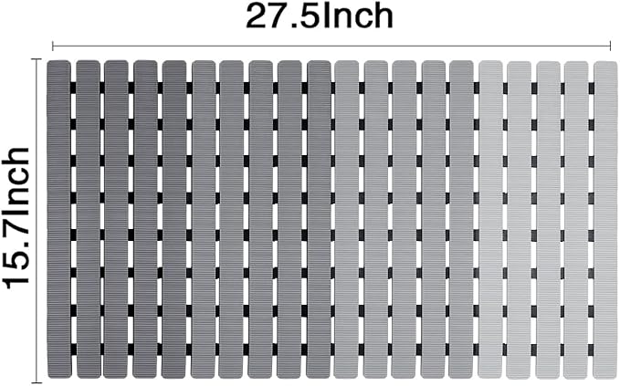 BEMISO Shower Mat Non Slip Bathtub Mat with Suction Cups and Drain Holes 27.5 x15.7 Inch Bath Mat for Tub & Shower.Easy Dry,Easy to Cut,Eco-Friendly