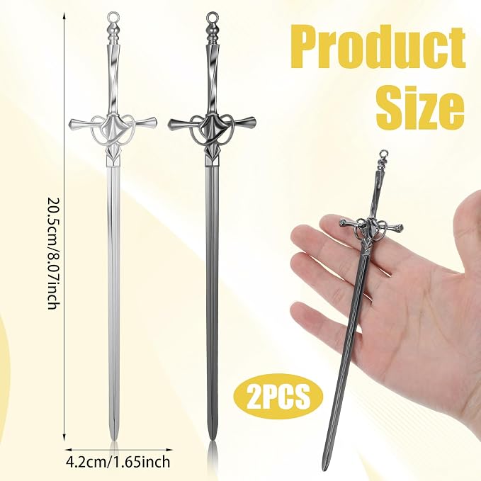 2 Pack Letter Openers, Mail Opener Tool, Sword Letter Opener with Ergonomic Handle, Envelope Slitter Fancy Envelope Openers, Home and Office Mail Supplies(Silver, Black)