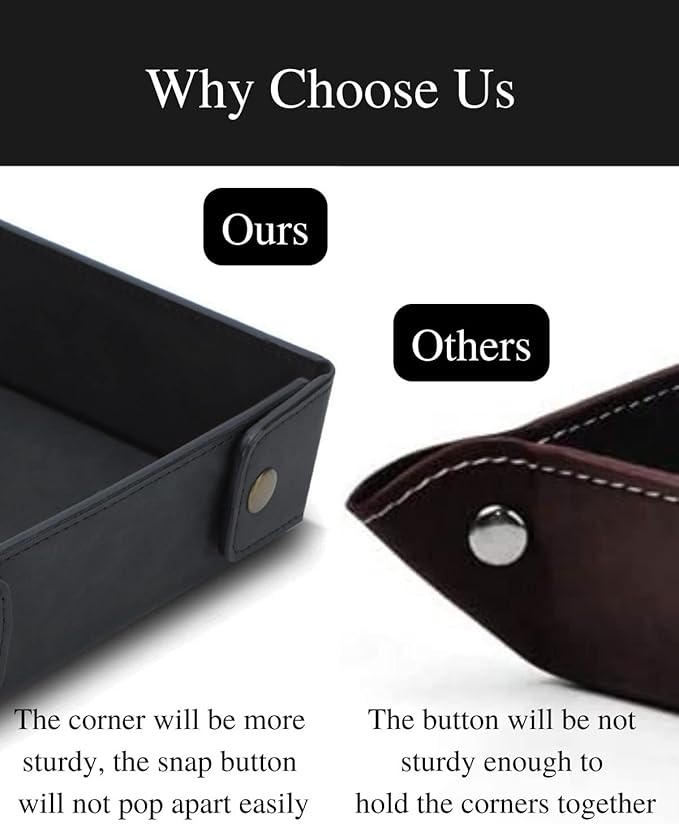 CASIRENA Faux Leather Valet Tray Organizer for Men - Catch-All Tray for Entryway Table Key, Wallet, Watch, Coin Change, Phone, Dresser EDC Dump Jewelry, Bedside Nightstand Desk-top