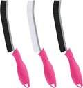 FOOGWEE Hard Bristle Crevice Cleaning Brush - Cleaning Supplies - Grout Cleaning Brushes for Household Use - Crevice Cleaning Tool for Bathroom, Home and Kitchen (3, Rose)