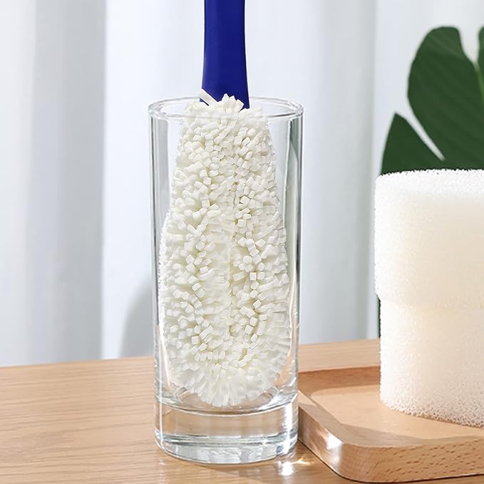 KUWAN Bottle Cleaning Brush Multi-Function Household Tools Flexible Bottle Scourer for Some Decanters, Goblets, Glasses, Cups (Middle Length)