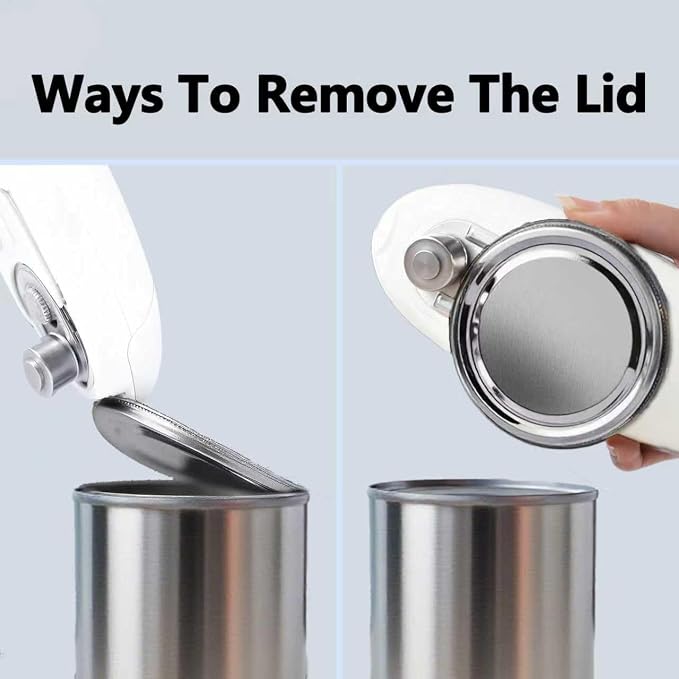 Automatic Electric Can Opener for Seniors for Kitchen:Anyone can Hands Free,One Touch Opener,Durable Blades,Rechargeable, Smooth Edge, Lightweight Small Size, Black (White)