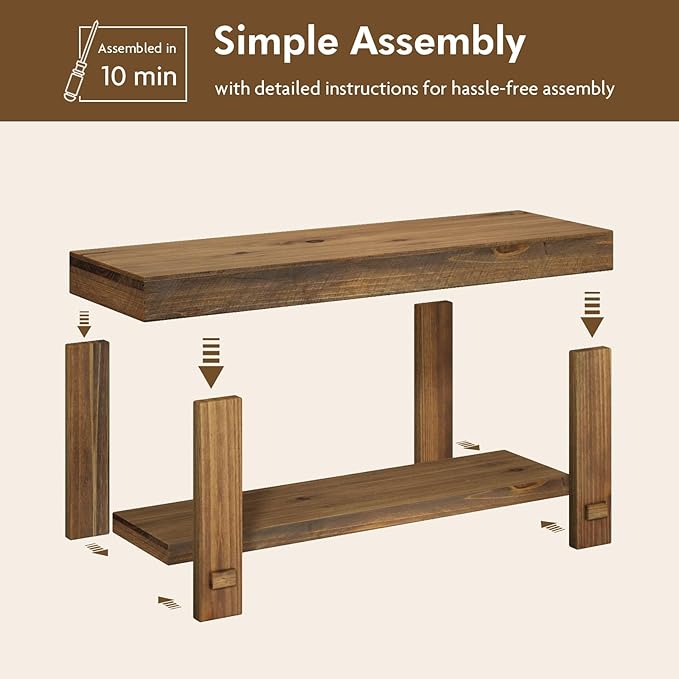 HOKYHOKY Solid Wood Entryway Bench - 31.5" Farmhouse Small Storage Benches, Narrow Bench Seat for Indoor, Entryway, Dining Room, Living Room and Hallway, Rustic Natural