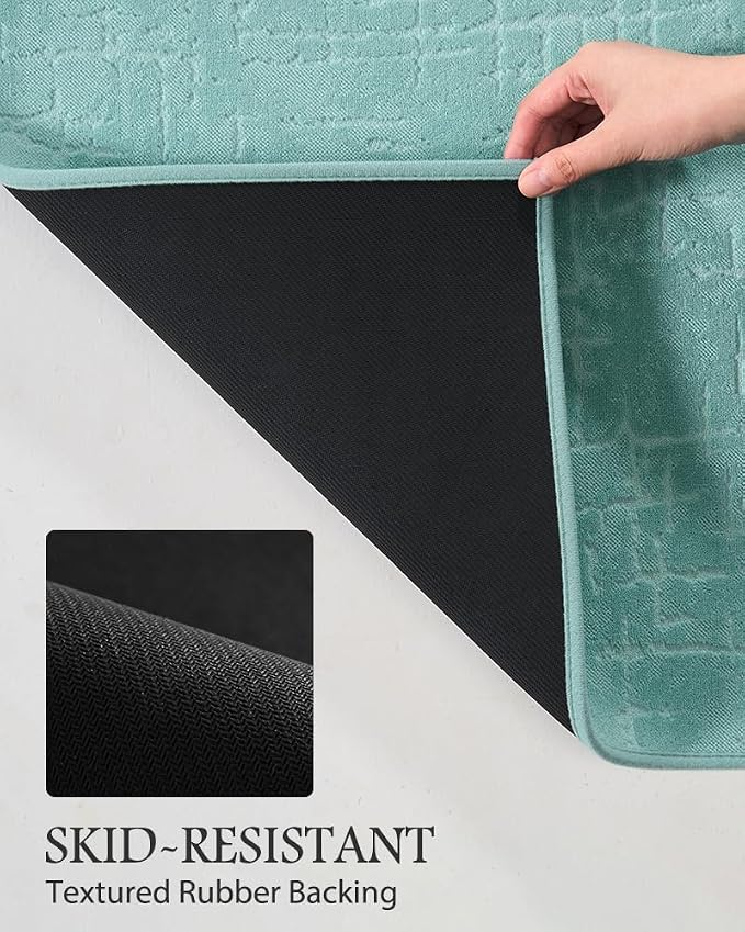 AMOAMI-Bath Mat-Absorbent Quick Dry Bathroom Floor Mats-Washable Rubber Backing Bath Mats for Bathroom Rugs Fit Under Door-Bath Rug for in Front of Sink Bathtub Shower Room, Lake 20''x32''