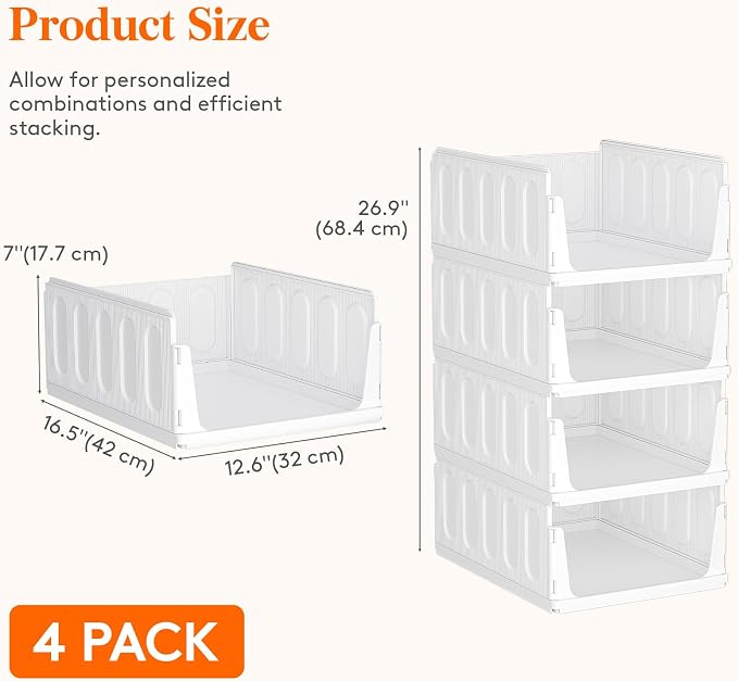 Lifewit 20 Pack Stackable Closet Organizers and Storage Basket for Clothes, Plastic Sweater Storage Bins for Wardrobe, Multifunctional Pants Organizer for RV, Pantry, Kitchen, Dorm, 16.5" Depth