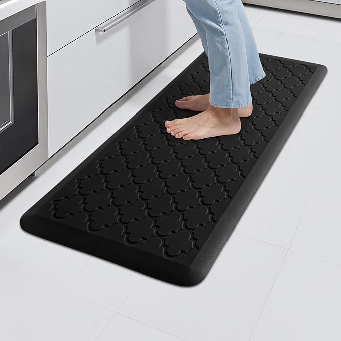TranquilRelax 4/5 Inch Thick Anti-Fatigue Kitchen Mat Water Resistant Non-Slip Kitchen Floor Mat Ergonomic Comfort Standing Mat for Home Kitchen Office Laundry 17.3"x 39" Black