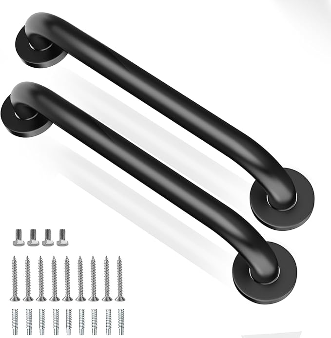 Shower Grab Bars, 2 Pack 16 Inch Heavy Duty Non-Slip Bathroom Grab Bars, 1.25" Diameter Bathroom Safety Handle for Elderly, Handicap Assist Grab Bar for Bathtub/Shower/Toilet