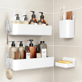 Orimade Shower Caddy 4-Pack, No-Drill Adhesive Shelves for Bathroom, Rustproof ABS Storage Organizer Set, White