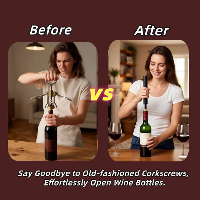 Aeropop Wine Opener 2 Pack, Air Pump Wine Bottle Opener - Portable Needle Type Corkscrew No Pull Easy Open, Manual Pressure Wine Opener for Travel Picnic Party Home Restaurant, Golden+Red