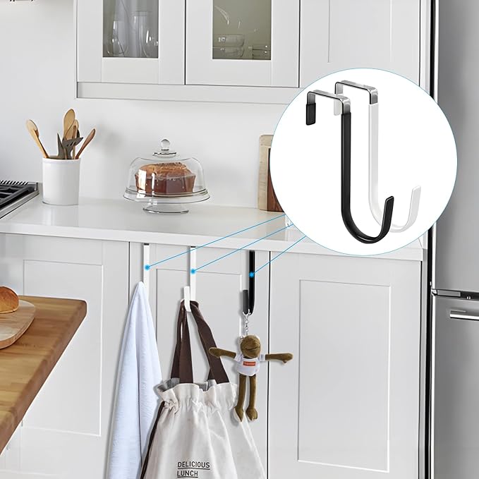 FYY Over the Door Hooks, 4 Pack Door Hangers Hooks with Rubber Prevent Scratches Heavy Duty Organizer Hooks for Living Room, Bathroom, Bedroom, Kitchen Hanging Clothes, Towels, Hats, Coats, Bags Mix