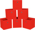 Foldable Storage Cubes Bins ,11 Inch Cloth Storage Cube Fabric Storage Box Cubes Organizer Baskets with Handles for Home Organizer Set of 6 (Red)