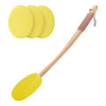 AmazerBath Lotion Applicator for Back, Feet, 4 Replacement Pads with 17" Curved Handle, Back Sunscreen Applicator for Kids, Elderly, Women, Apply Skin Cream Medicine Moisturizer Tanner, Lemon Yellow