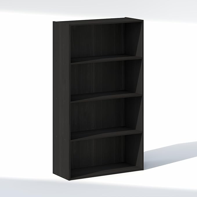 Furinno Reed Closet Organizers and Storage, 4-Tier Closet Organizer, Open Shelf Closet Storage, for Wardrobe, Bedroom, Living Room, Espresso